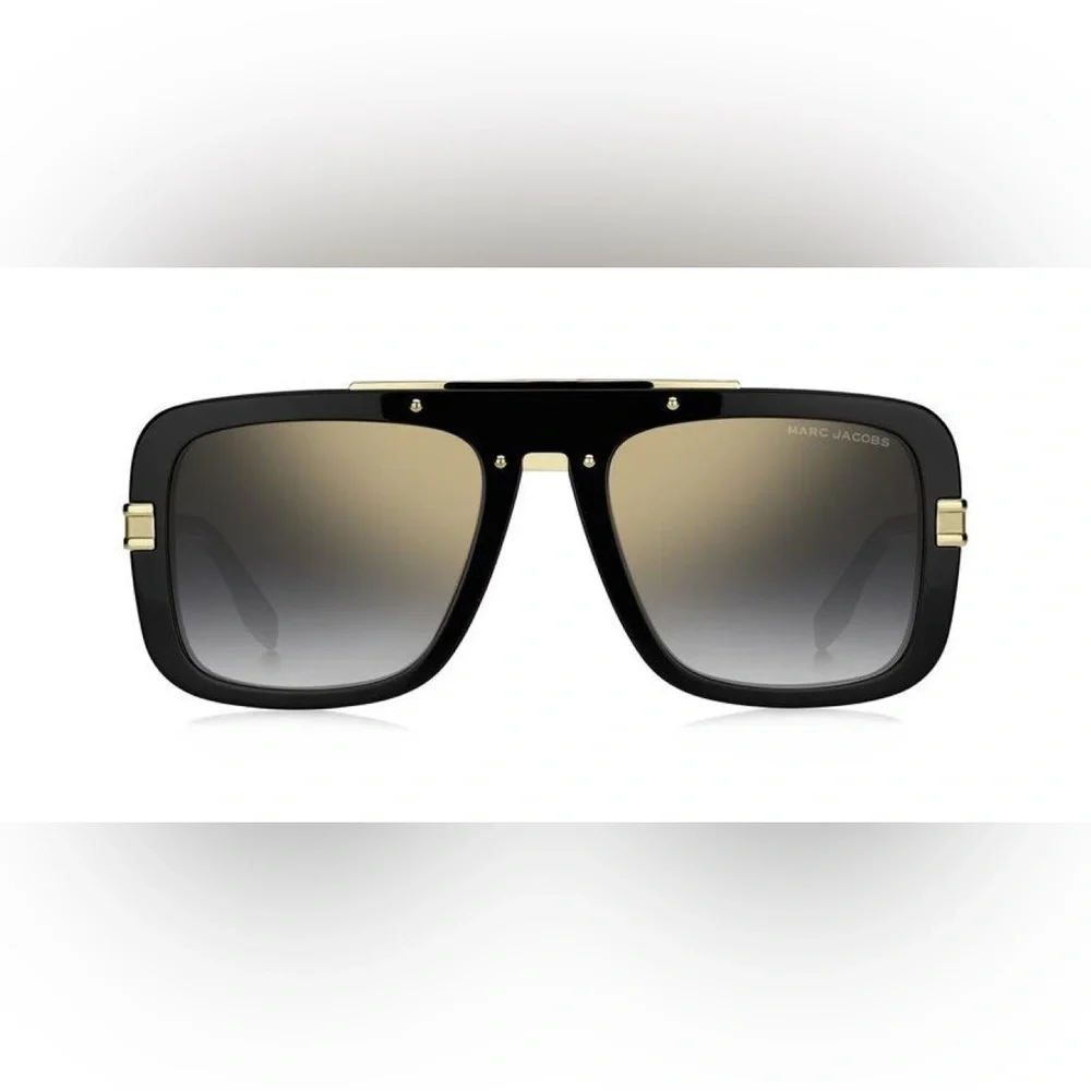 Marc Jacobs Black and Gold Square Aviator Unisex Sunglasses